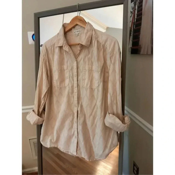 Wonderly Roll Tab Long Sleeve‎ Button Down Shirt Size Medium - Picture 1 of 4